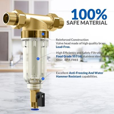 La rotazione di filtrazione di Flushable di 40 micron giù l'acqua pre filtra per la Camera