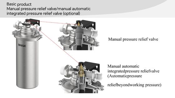 Pre-filtro di filtrazione da 5 micron in acciaio inossidabile con valvola manuale di sollevamento della pressione