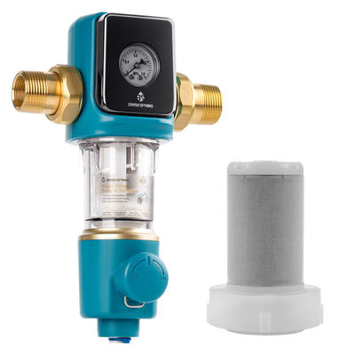Prefiltro di sedimenti di 40 micron di qualità superiore con raschiatore di retrolavaggio automatico senza BPA per uso domestico