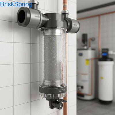 Prefiltro di acqua per tutta la casa leggero con struttura anti-blocco in acciaio inossidabile di qualità alimentare e portata di 22 GPM