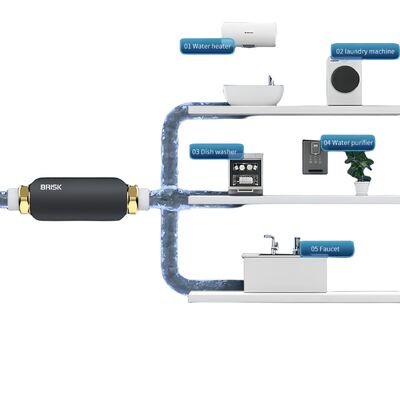 Discaler per acqua fisico per tutta la casa con polarizzazione fisica pura senza rigenerazione di sale e configurazione in linea compatta