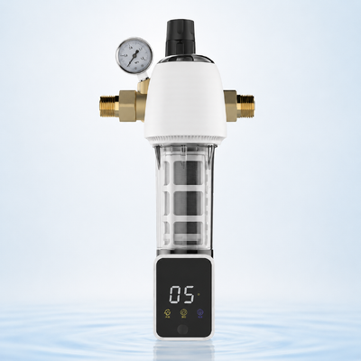 BriskSpring F3-W1-BS Whole House Spin-Down Sediment Pre-Filter with 40 Micron Filtration SUS316L Stainless Steel Mesh and Integrated Pressure Gauge