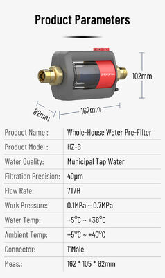 BriskSpring HZ-B-BS 40 micron Prefiltro per sedimenti per tutta la casa con rete in acciaio inossidabile SUS316L e capacità di flusso elevata di 7 T/H