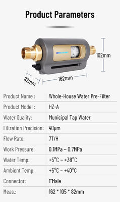 BriskSpring HZ-A 7 T/H 40 Micron Prefiltro per sedimenti per tutta la casa con installazione girevole a 360 gradi