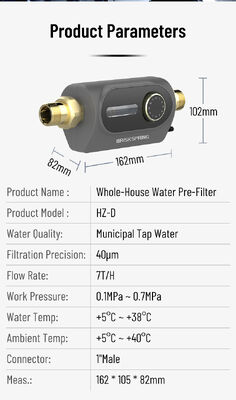 BriskSpring HZ-D 40 micron Prefiltro per sedimenti per tutta la casa con flusso di 7 T/H e installazione girevole a 360 gradi
