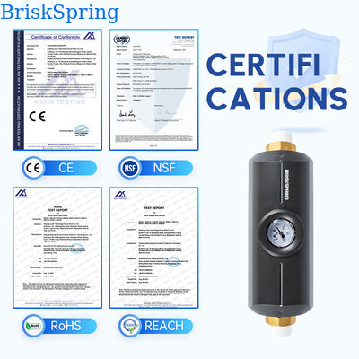 Salt Free Whole House Water Descaler with Integrated Pressure Gauge Physical Scale Inhibitor for Inline Plumbing