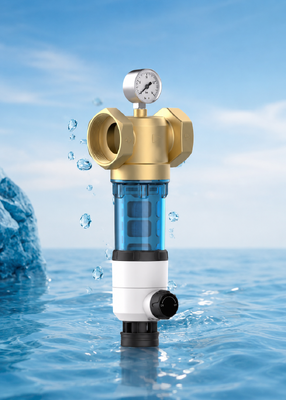BriskSpring T1-Z2-BS Pre-filtro di acqua per tutta la casa a doppio lato con filtraggio e manometro da 40 micron