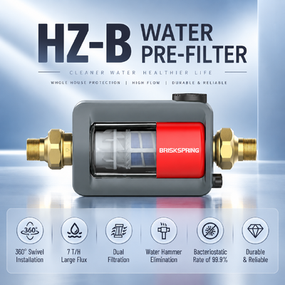 HZ-B Filtro Preliminare Acqua Orizzontale per Tutta la Casa Filtro Sedimenti a Scatto Manuale 40 Micron 7T/H