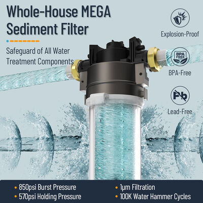 Purificatore d'acqua centrale compatto con flusso elevato da 15 L/min e cartuccia a sostituzione rapida per la filtrazione dell'acqua dell'intera casa
