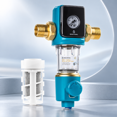 Filtro pre-acqua riutilizzabile in rete da 40 micron per tutta la casa con raschiamento azionato dall'acqua